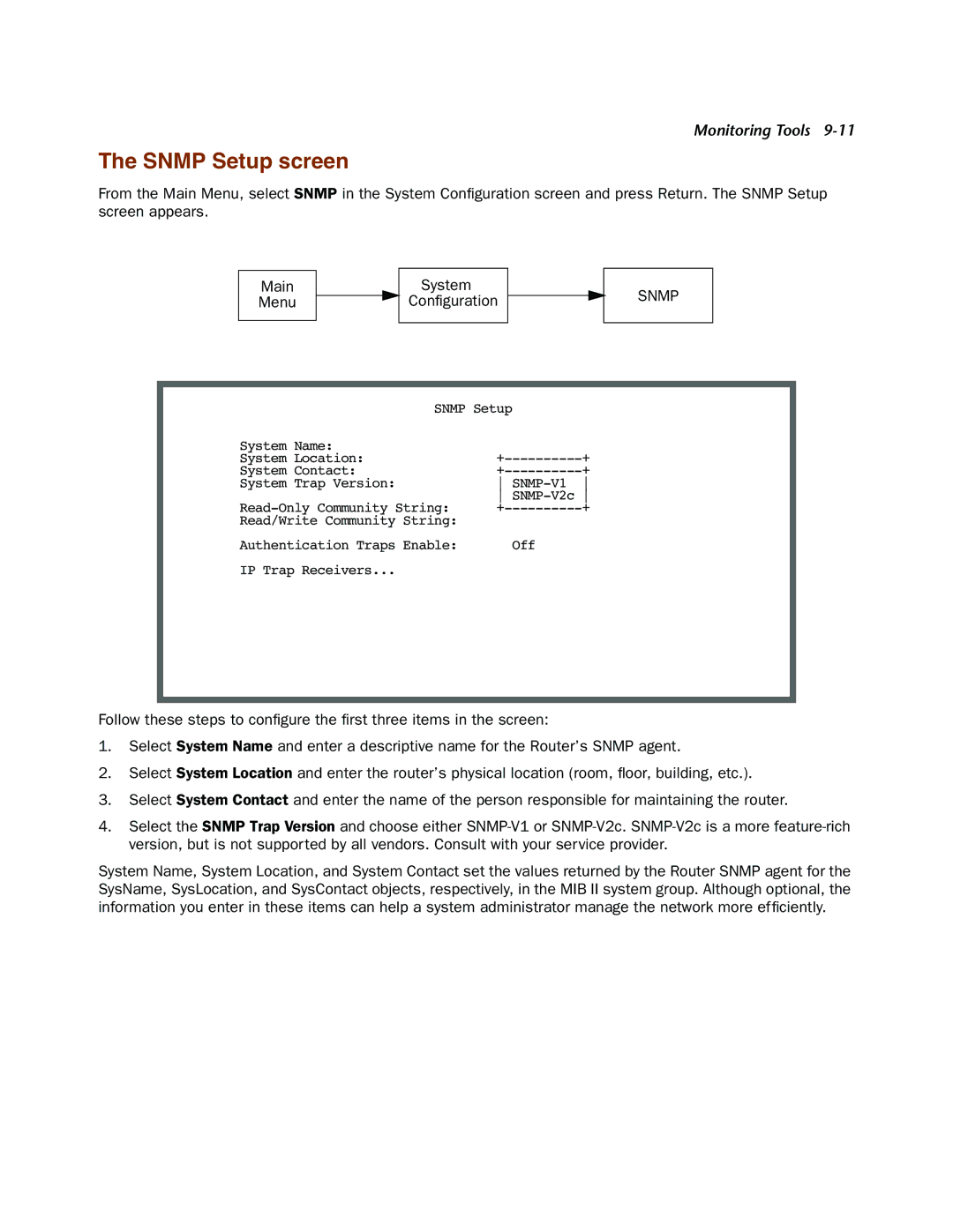 Netopia 4000-Series manual Snmp Setup screen 