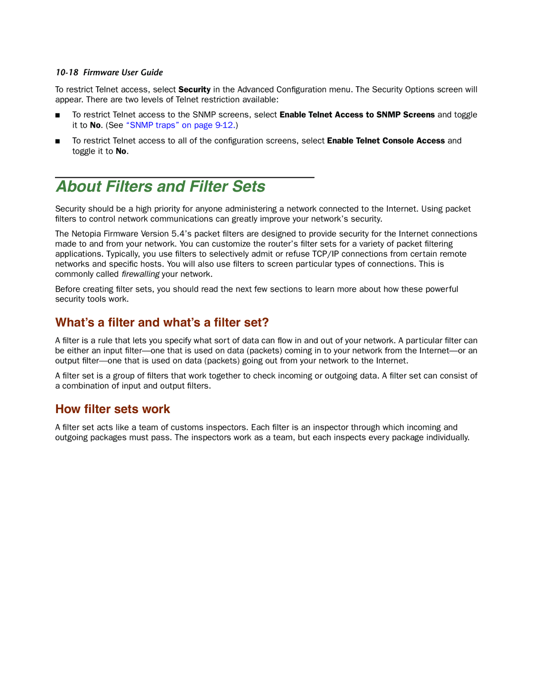 Netopia 4000-Series manual About Filters and Filter Sets, What’s a ﬁlter and what’s a ﬁlter set?, How ﬁlter sets work 