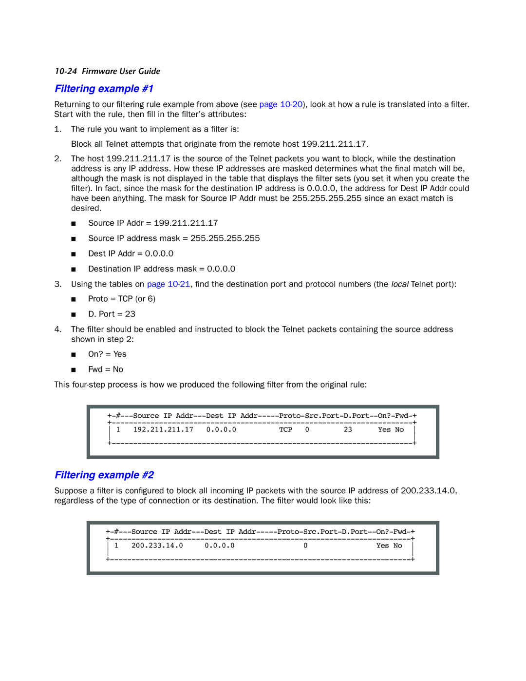 Netopia 4000-Series manual Filtering example #1, Filtering example #2 