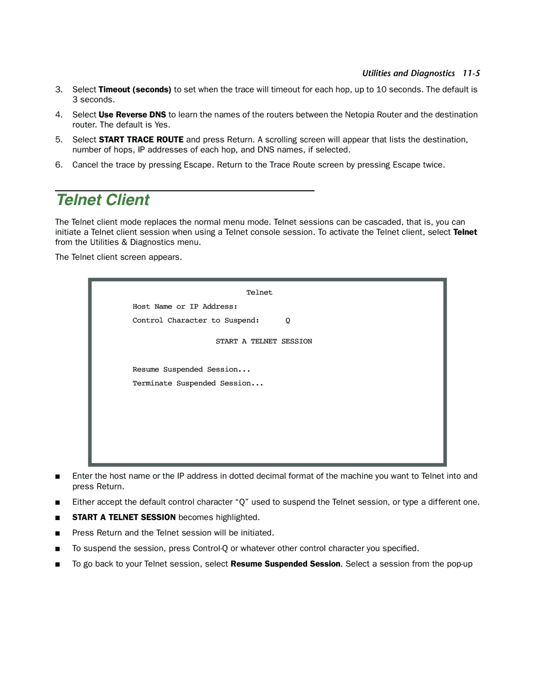 Netopia 4000-Series manual Telnet Client 