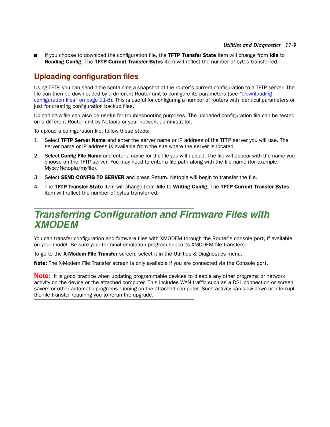 Netopia 4000-Series manual Transferring Conﬁguration and Firmware Files with, Uploading conﬁguration ﬁles 