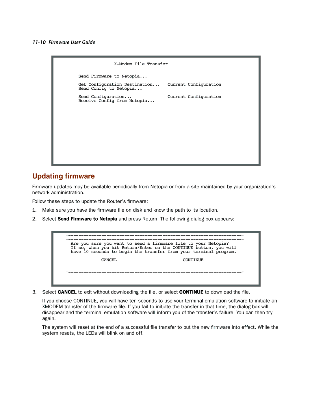 Netopia 4000-Series manual Send Config to Netopia Send Configuration 