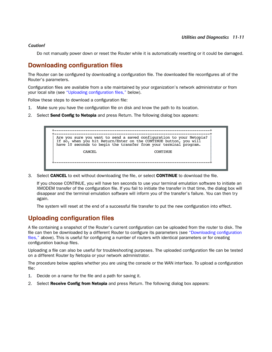 Netopia 4000-Series manual Downloading conﬁguration ﬁles 