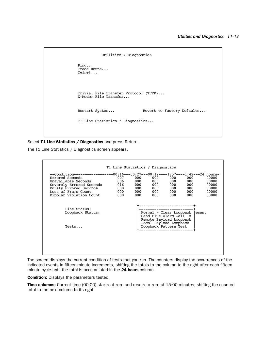 Netopia 4000-Series manual T1 Line Statistics / Diagnostics 