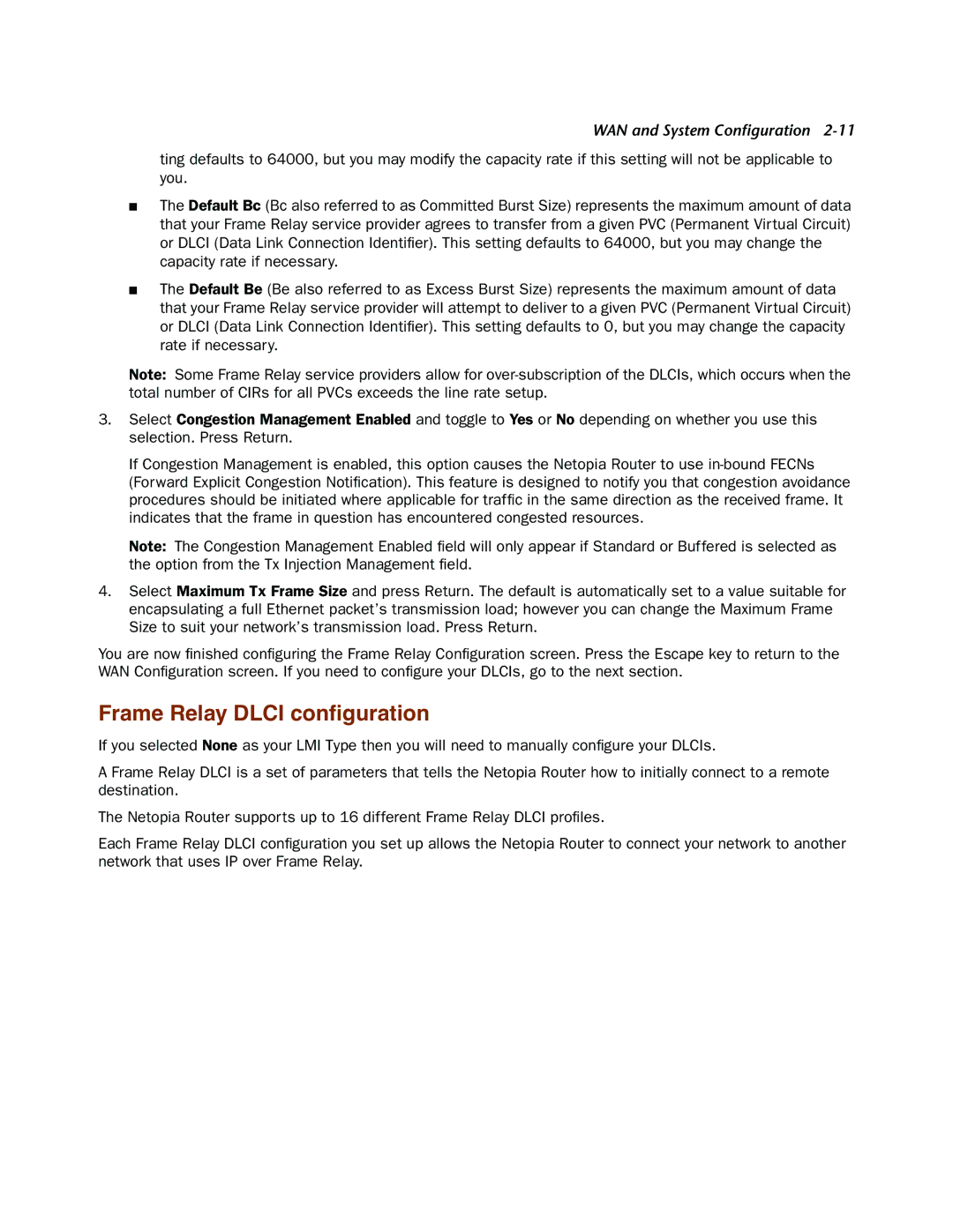 Netopia 4000-Series manual Frame Relay Dlci conﬁguration 