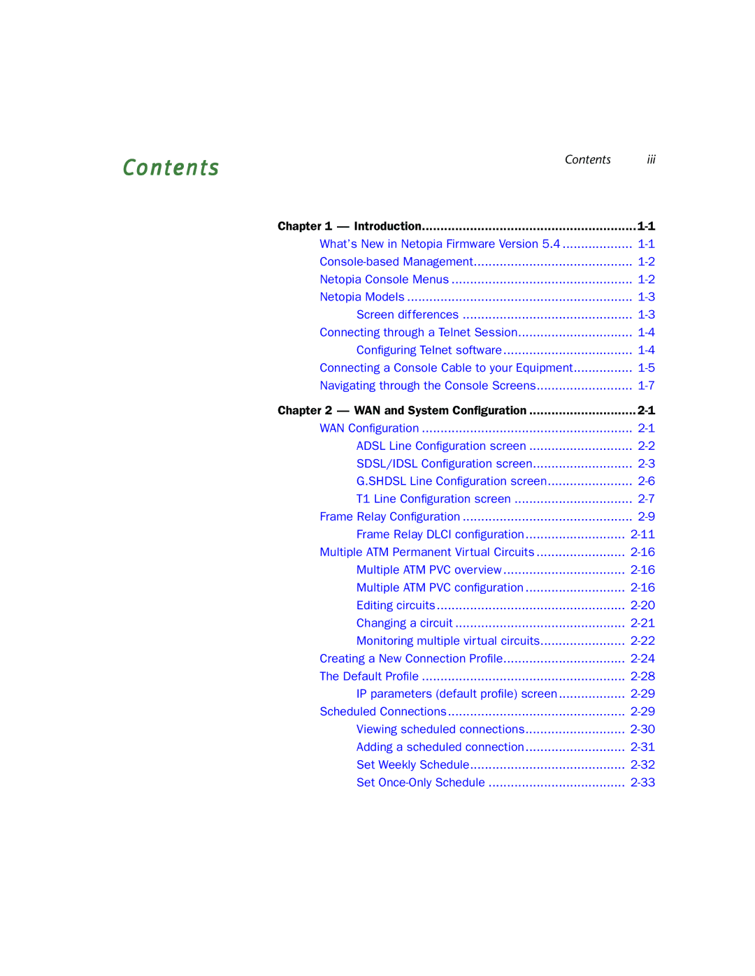 Netopia 4000-Series manual Contents 