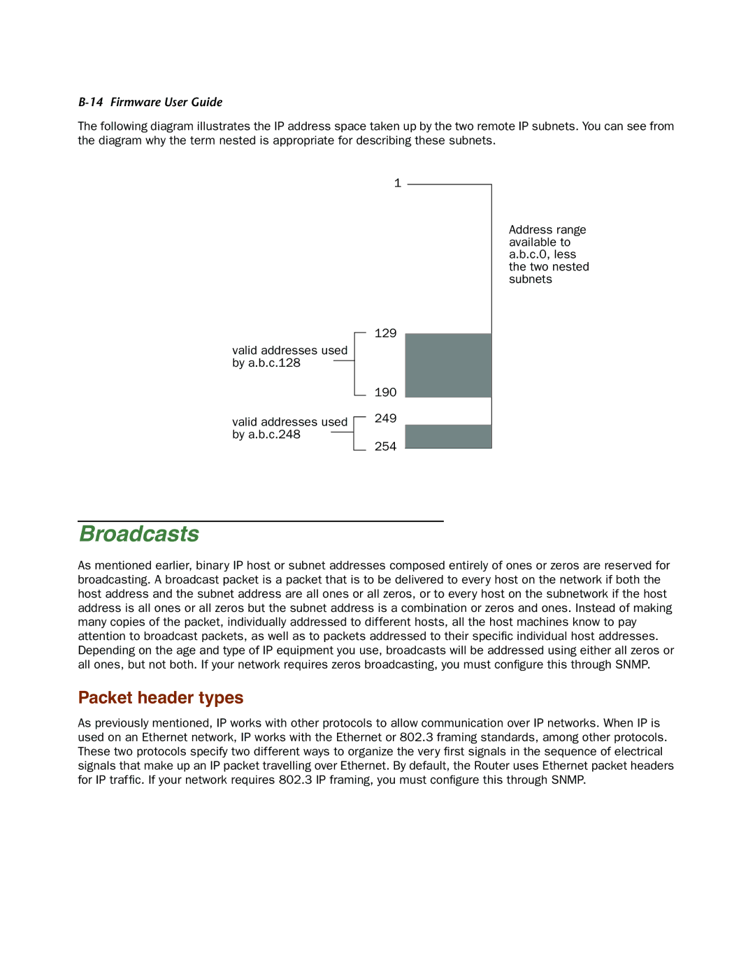 Netopia 4000-Series manual Broadcasts, Packet header types 