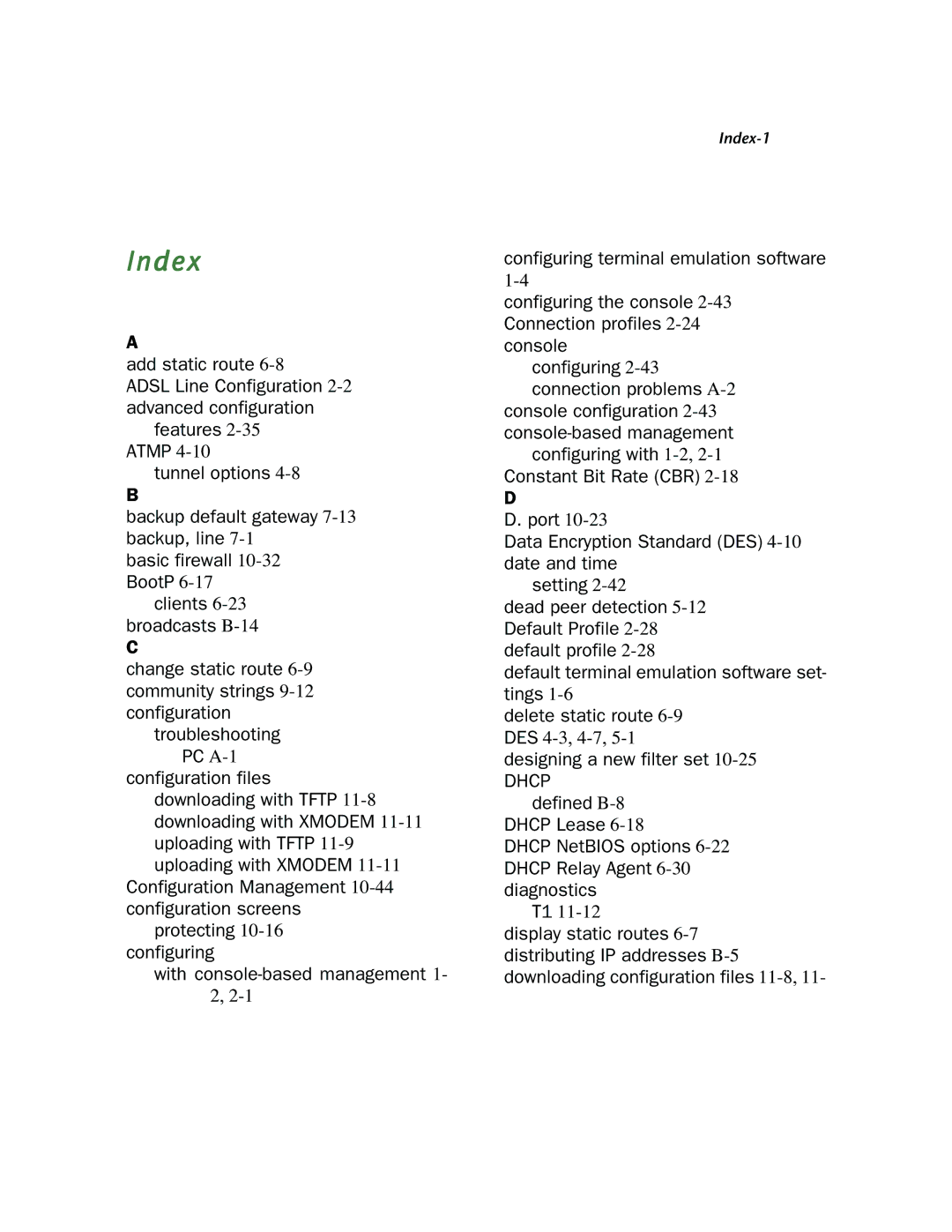 Netopia 4000-Series manual Index 