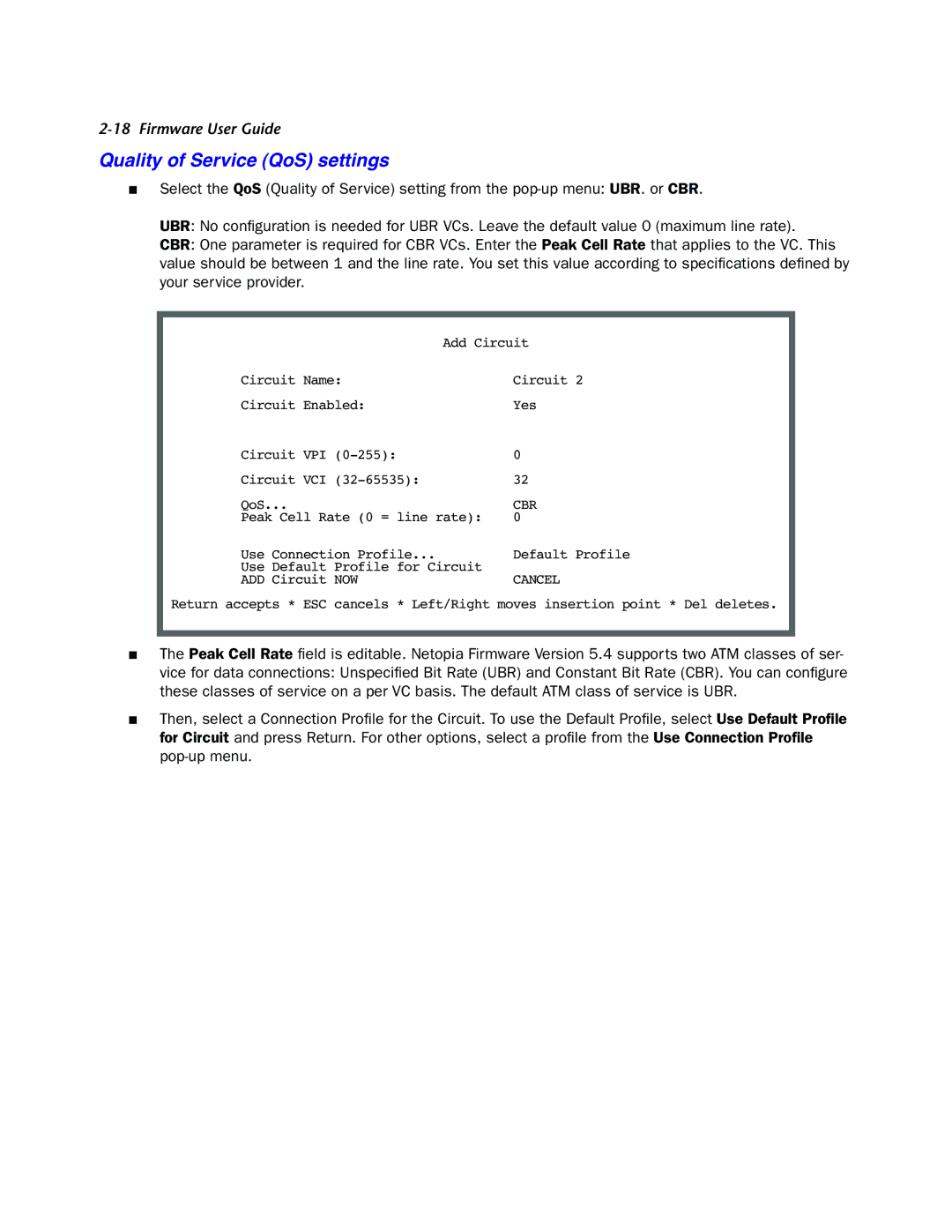 Netopia 4000-Series manual Quality of Service QoS settings 