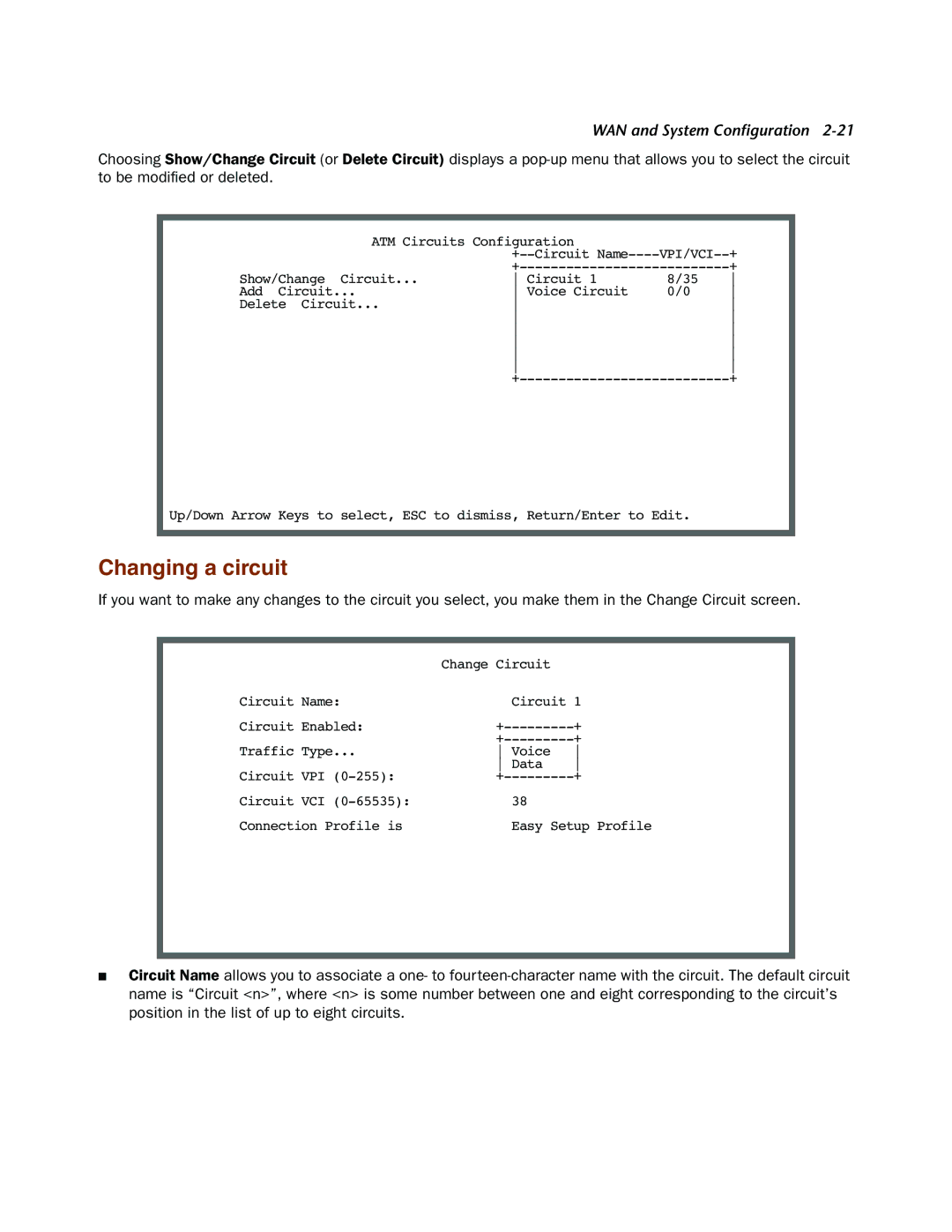 Netopia 4000-Series manual Changing a circuit 