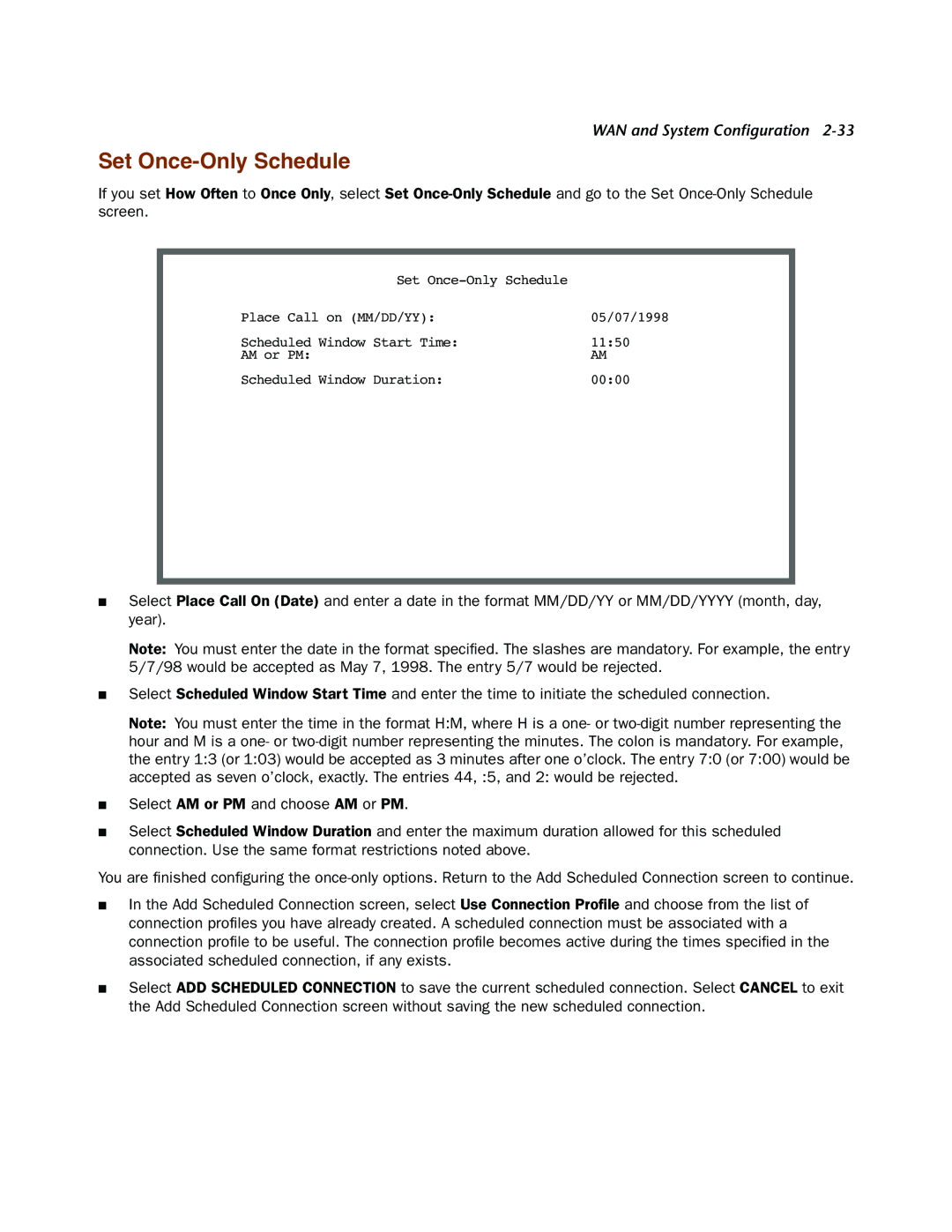 Netopia 4000-Series manual Set Once-Only Schedule 