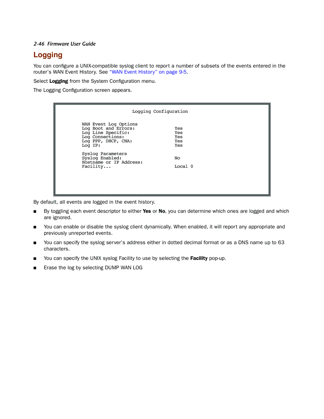 Netopia 4000-Series manual Logging 