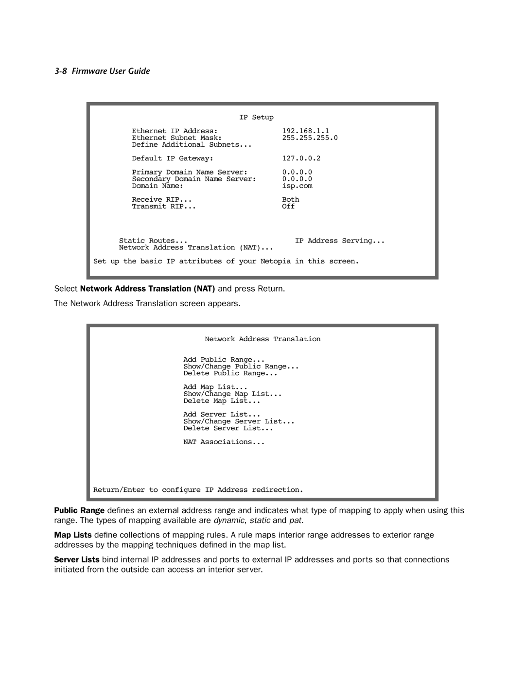 Netopia 4000-Series manual IP Address Serving 