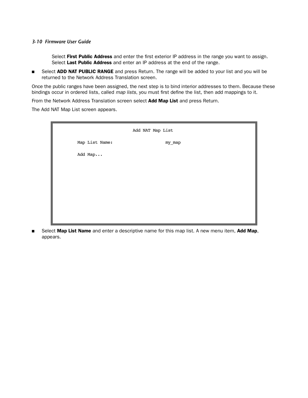 Netopia 4000-Series manual Add NAT Map List Map List Name 