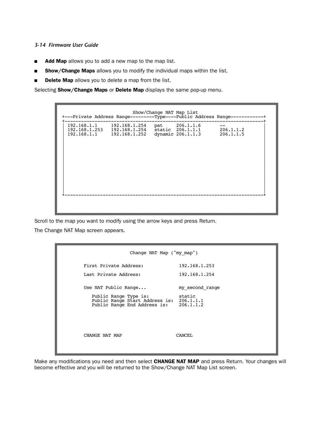 Netopia 4000-Series manual Change NAT MAP 