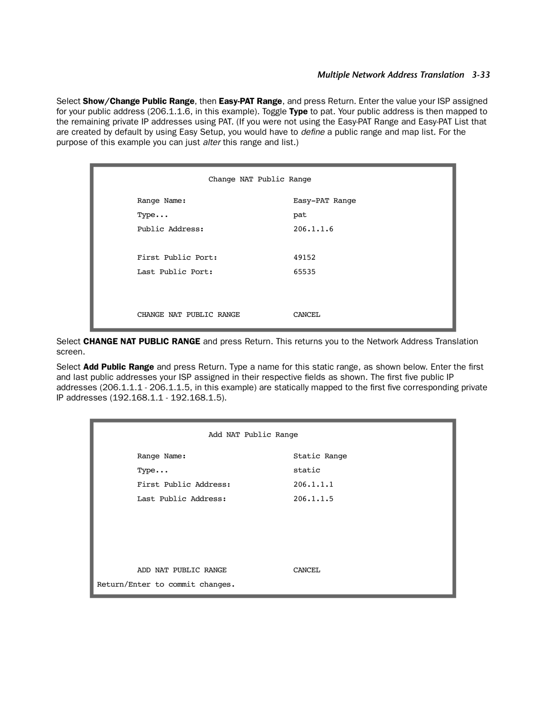 Netopia 4000-Series manual Change NAT Public Range 