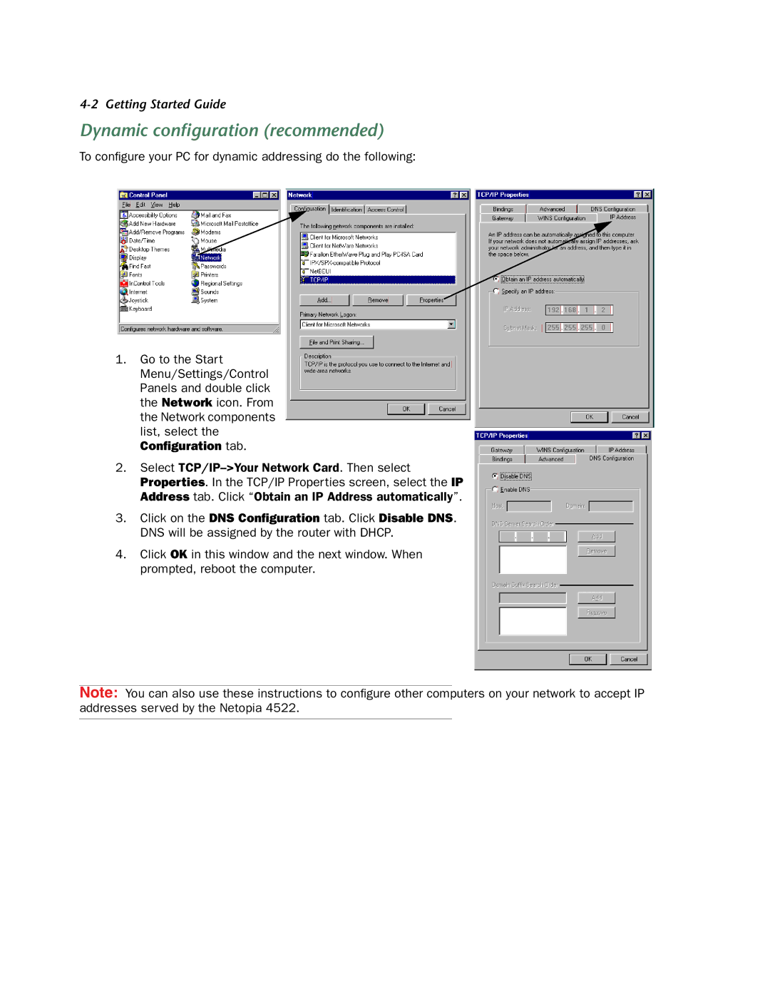 Netopia 4522 T1 manual Dynamic conﬁguration recommended, Conﬁguration tab 