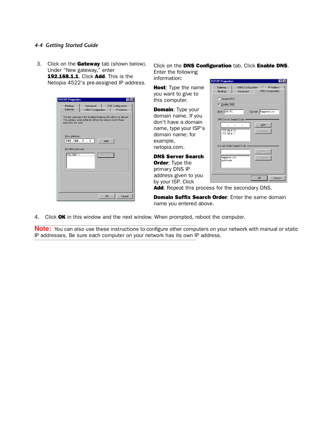 Netopia 4522 T1 manual Add. Repeat this process for the secondary DNS 