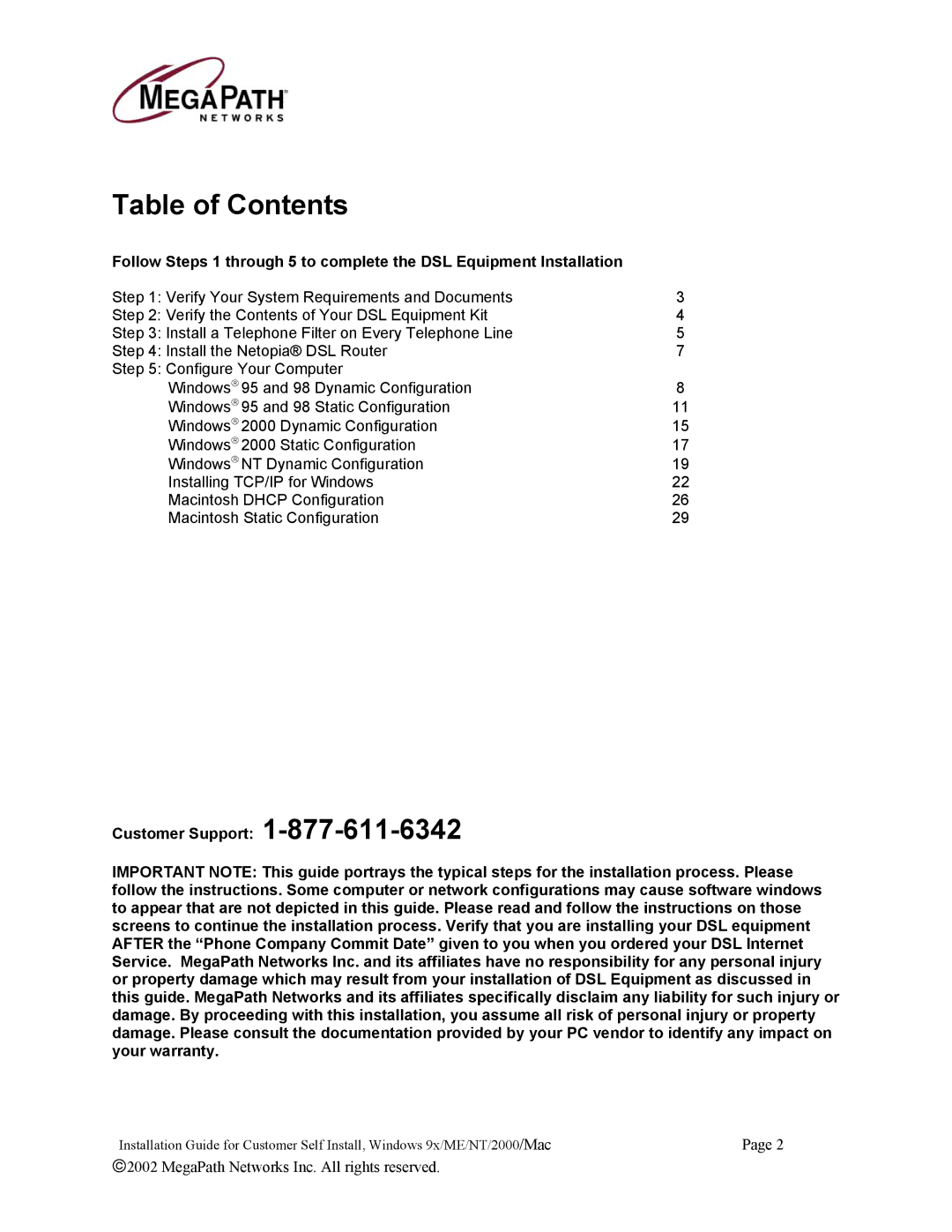 Netopia 45413 manual Table of Contents 