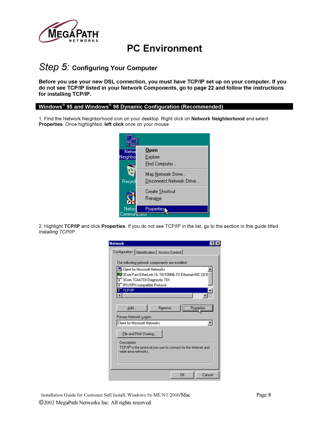 Netopia 45413 manual PC Environment, Configuring Your Computer 