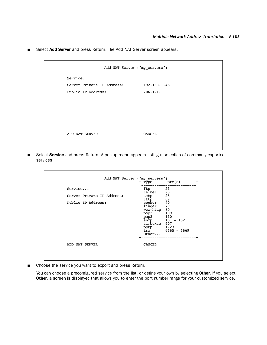 Netopia 4553 manual ADD NAT Server 