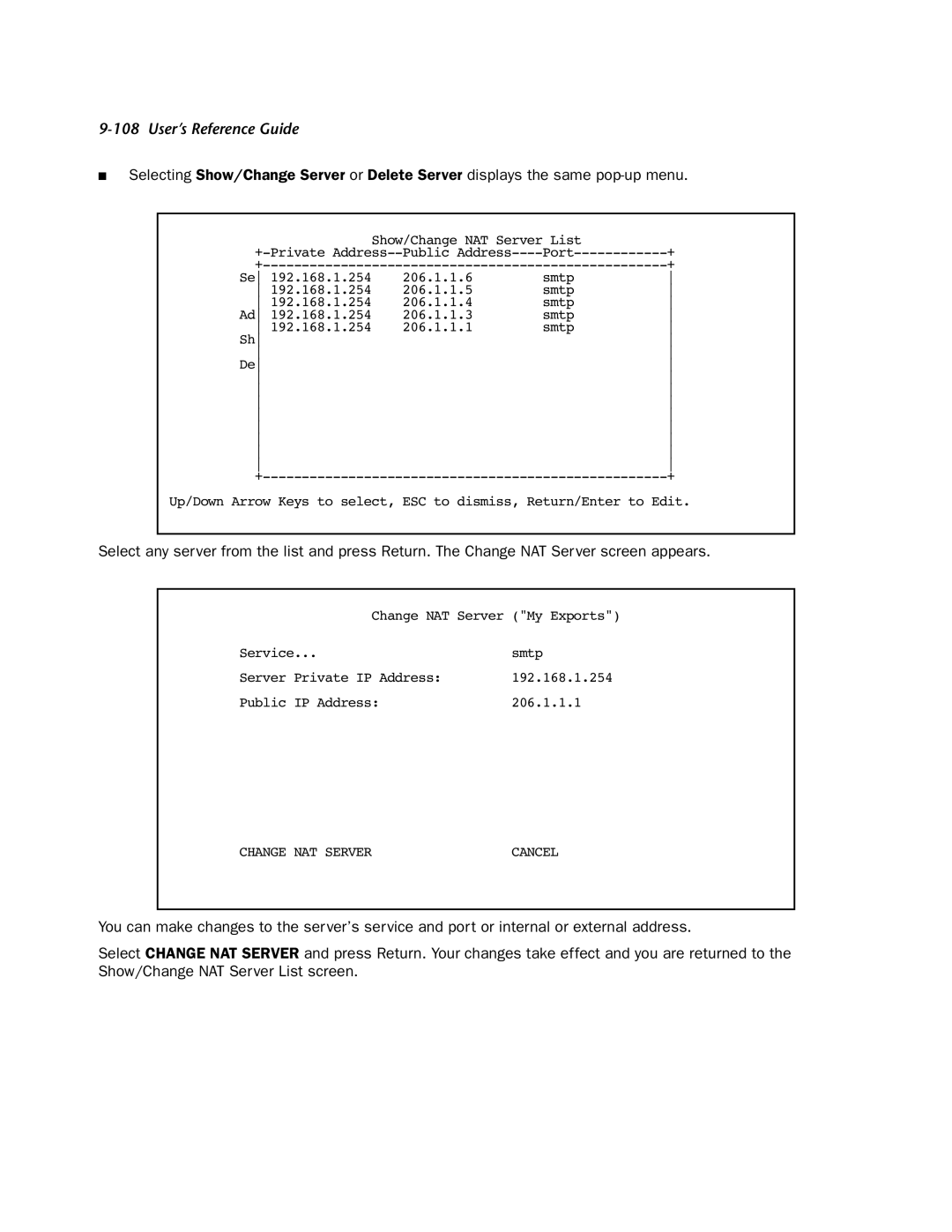 Netopia 4553 manual Change NAT Server 