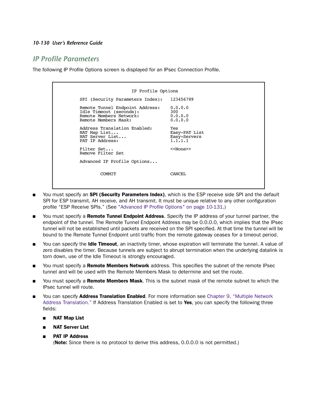 Netopia 4553 manual IP Proﬁle Parameters 