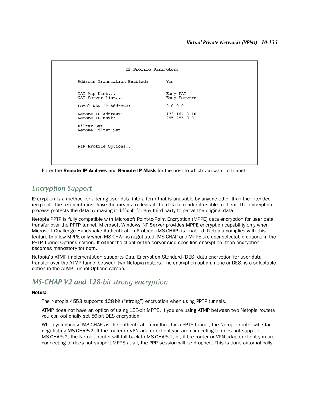 Netopia 4553 manual Encryption Support, MS-CHAP V2 and 128-bit strong encryption 