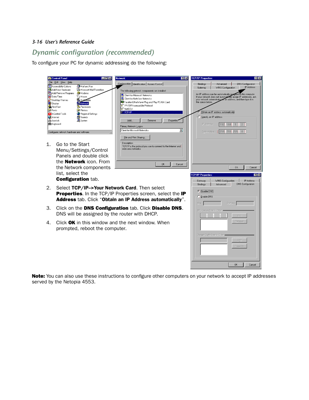 Netopia 4553 manual Dynamic conﬁguration recommended, Conﬁguration tab 