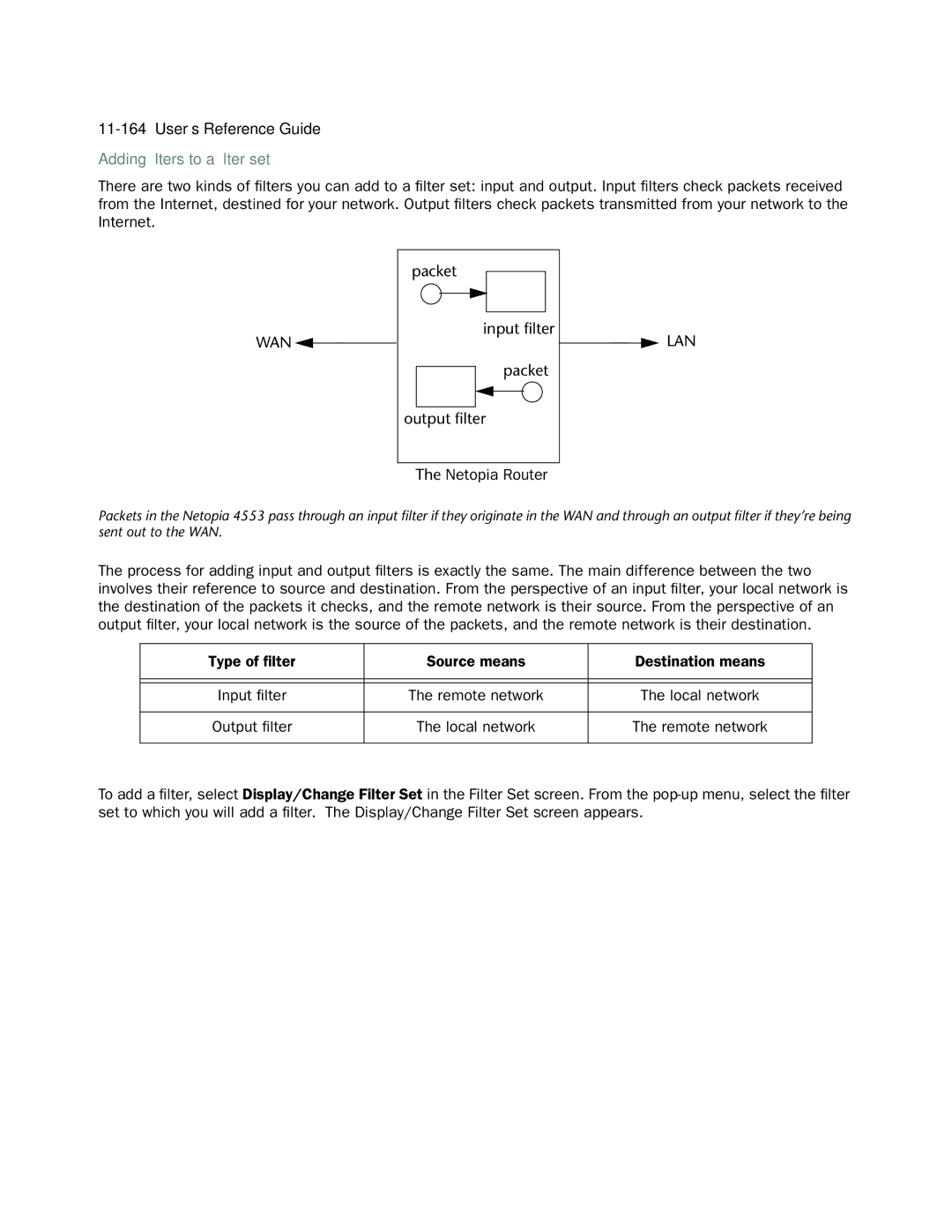 Netopia 4553 manual Adding ﬁlters to a ﬁlter set, Netopia Router 