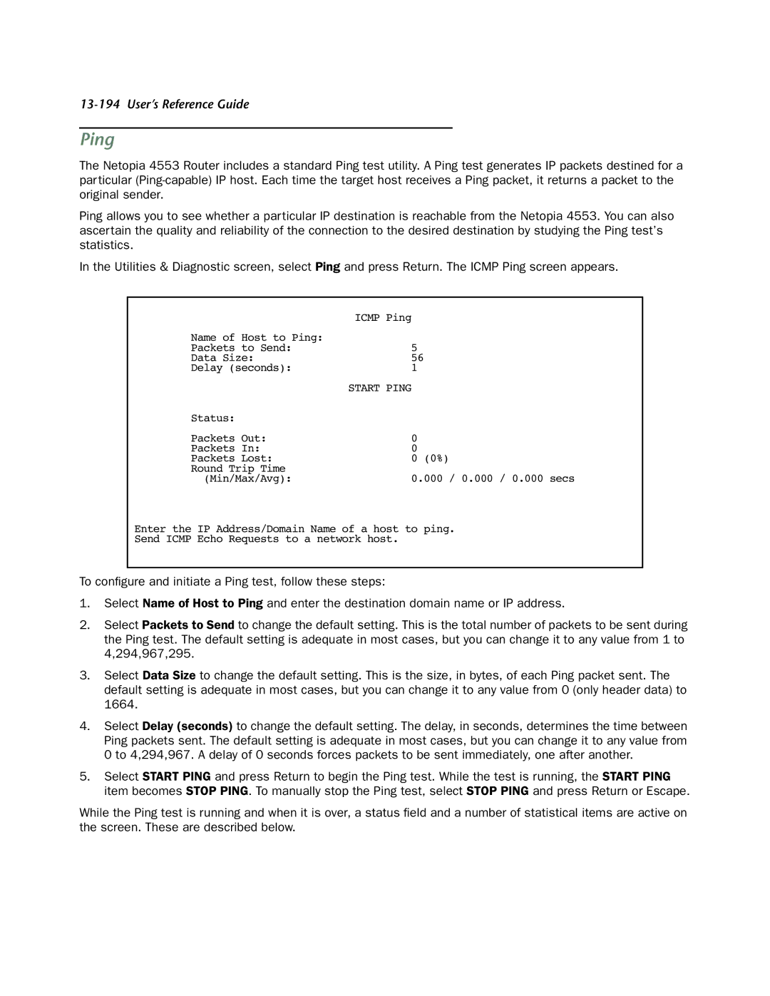 Netopia 4553 manual Ping 