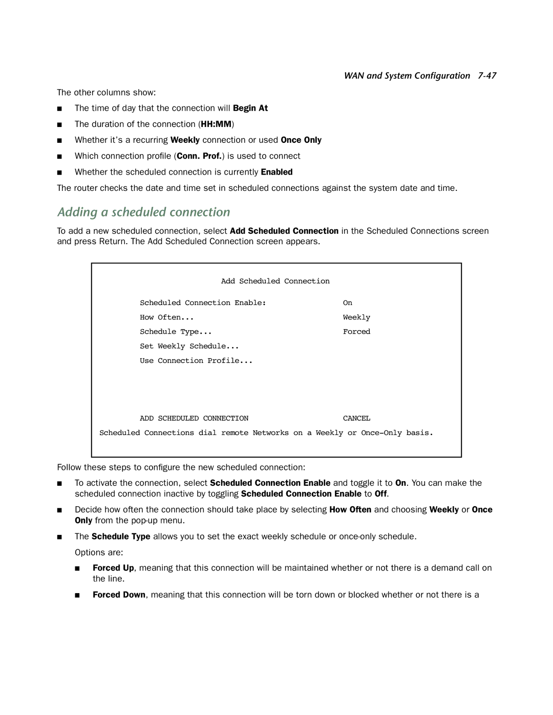 Netopia 4553 manual Adding a scheduled connection 