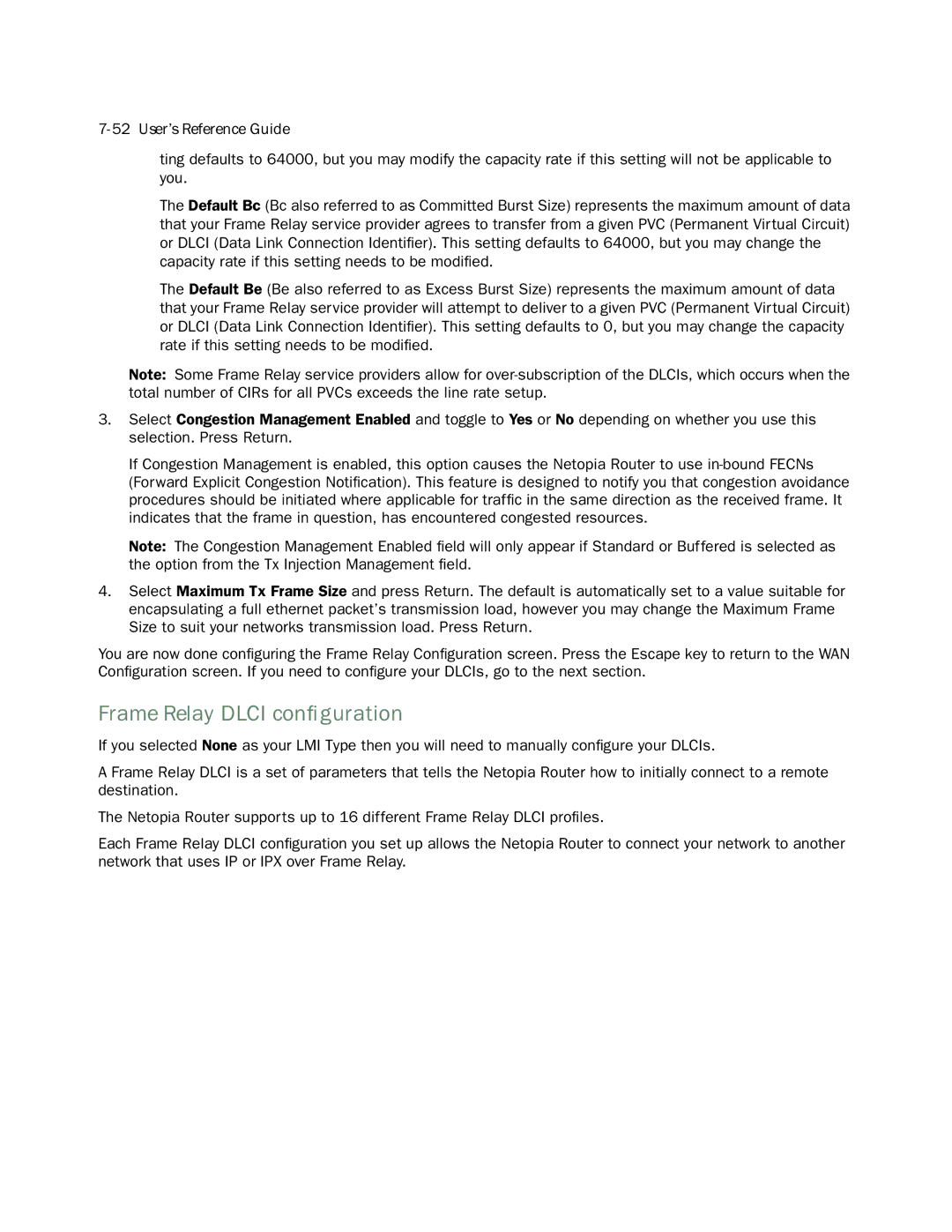 Netopia 4553 manual Frame Relay Dlci conﬁguration 