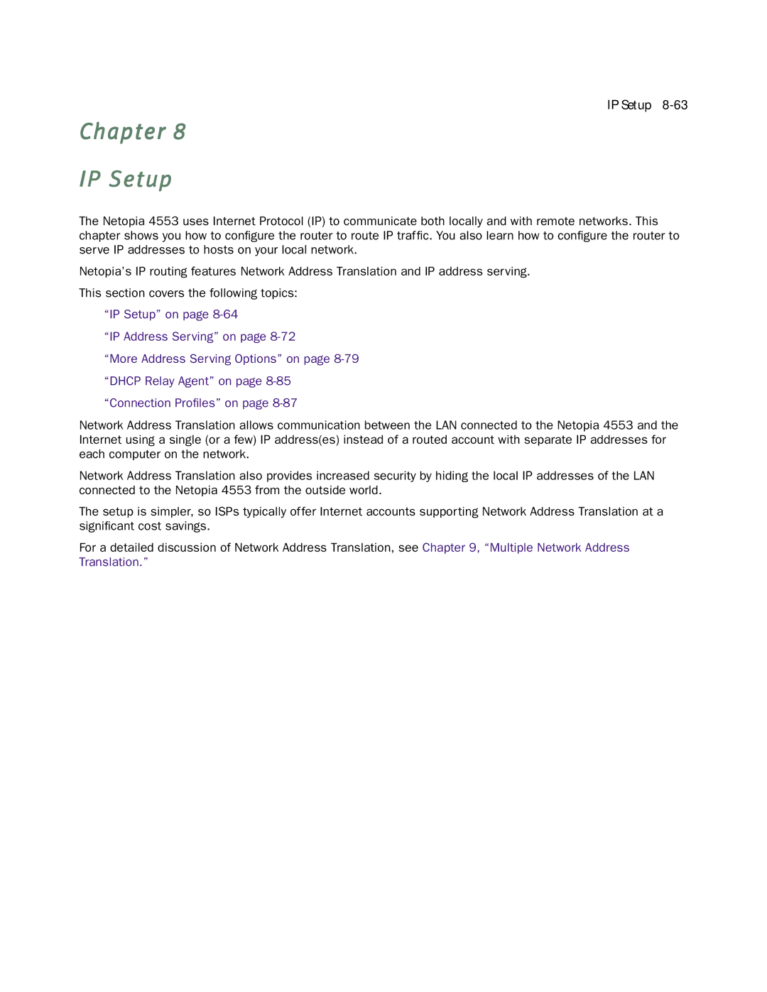 Netopia 4553 manual Chapter IP Setup 