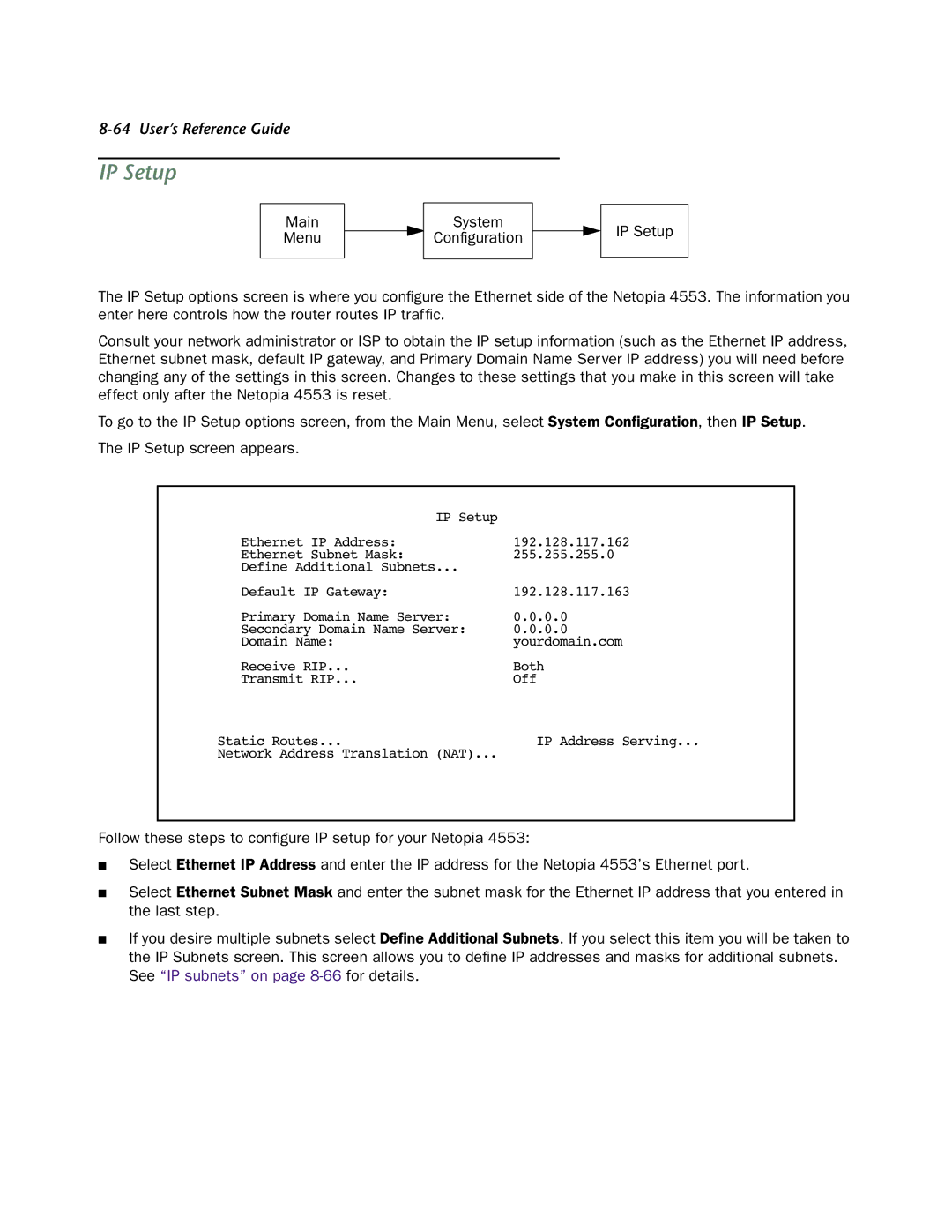 Netopia 4553 manual IP Address Serving 