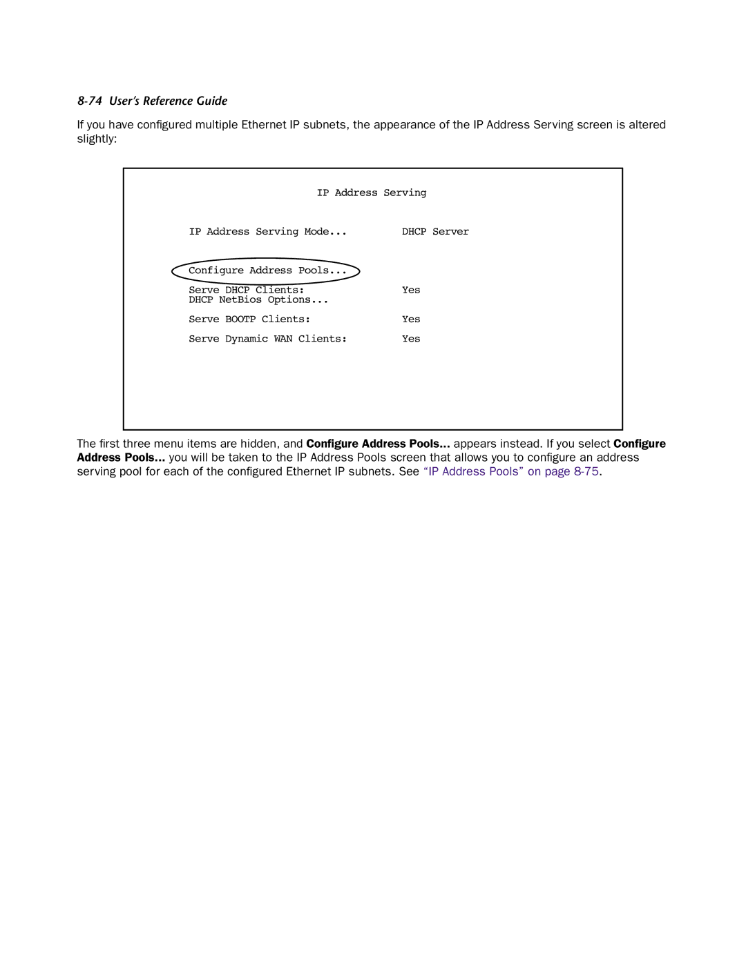 Netopia 4553 manual IP Address Serving IP Address Serving Mode 