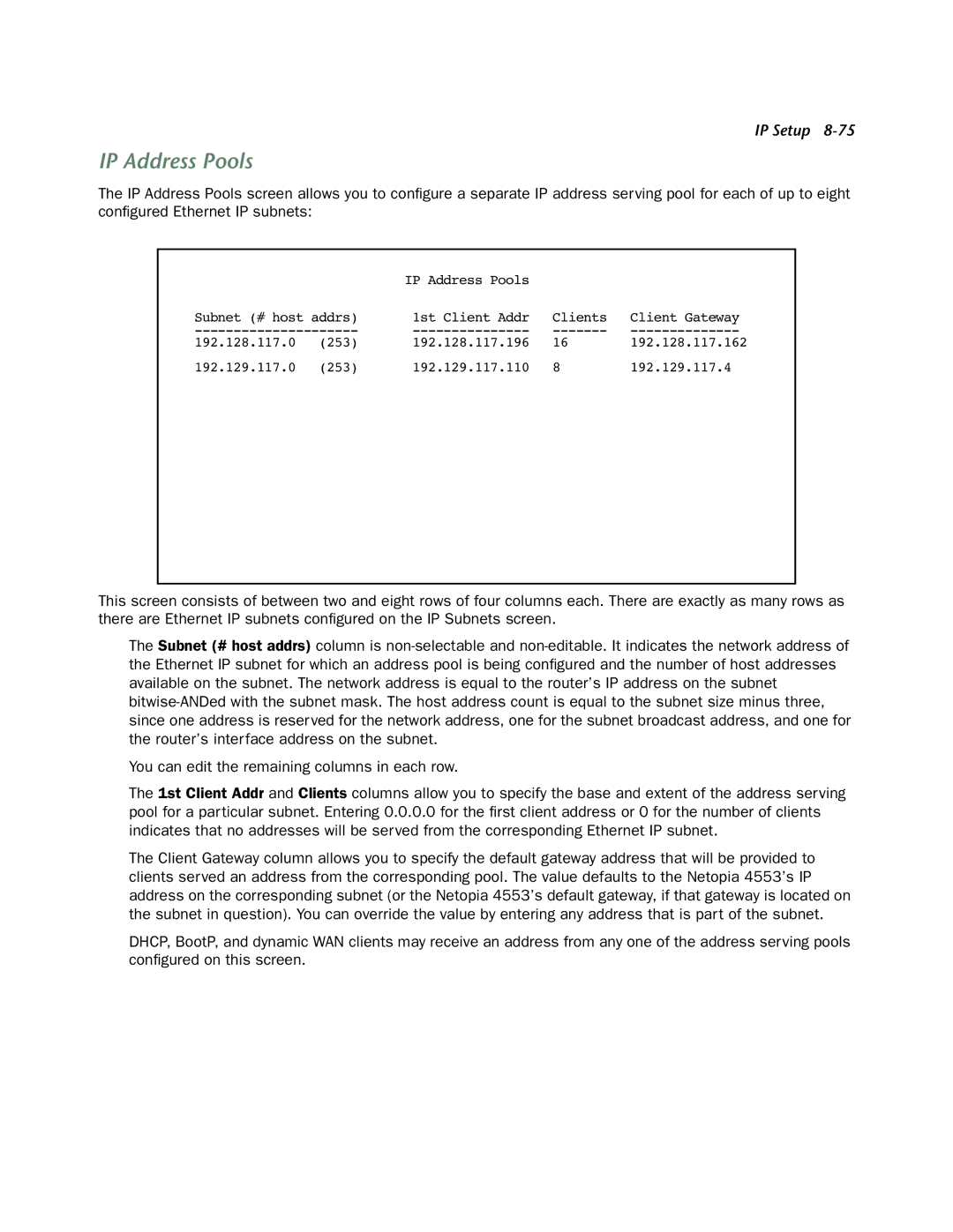 Netopia 4553 manual IP Address Pools 