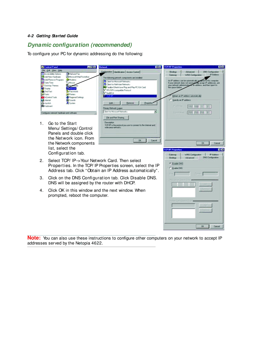 Netopia 4622 T1 manual Dynamic conﬁguration recommended, Conﬁguration tab 