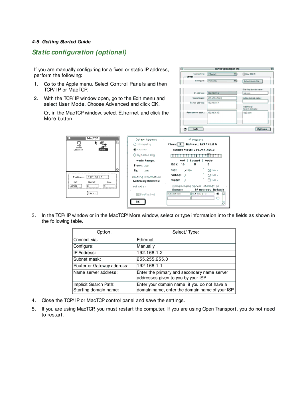 Netopia 4622 T1 manual TCP/IP or MacTCP 