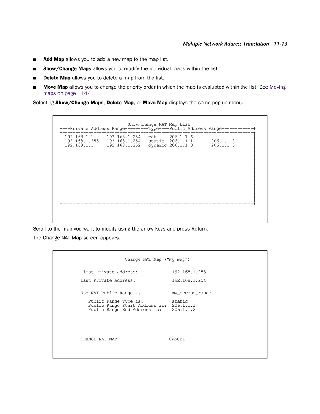 Netopia 4752 manual Change NAT MAP 