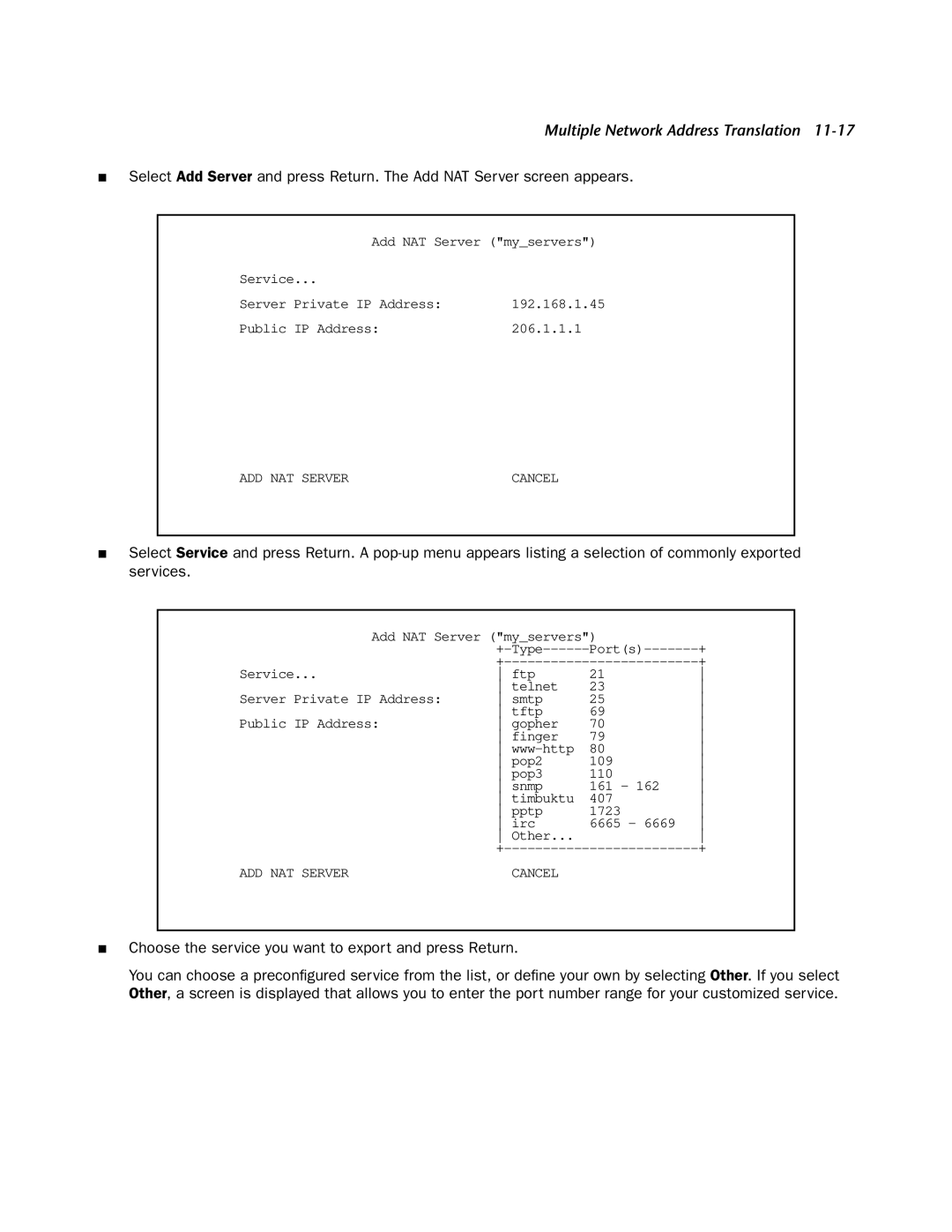 Netopia 4752 manual ADD NAT Server 