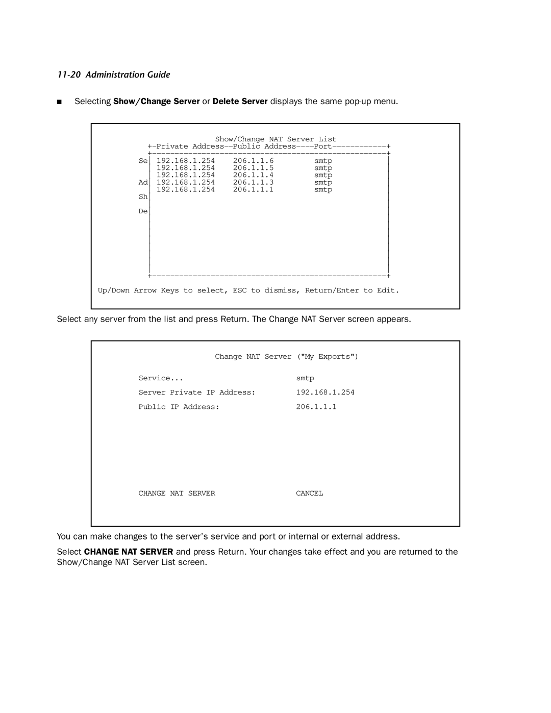 Netopia 4752 manual Change NAT Server 