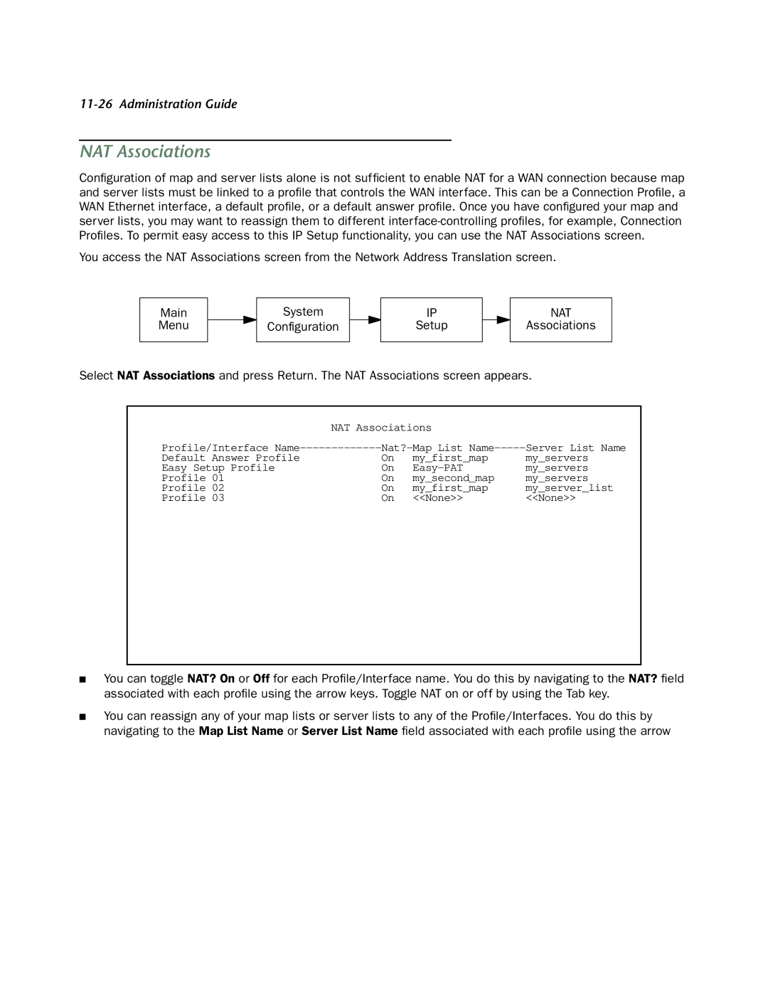 Netopia 4752 manual NAT Associations, Nat 