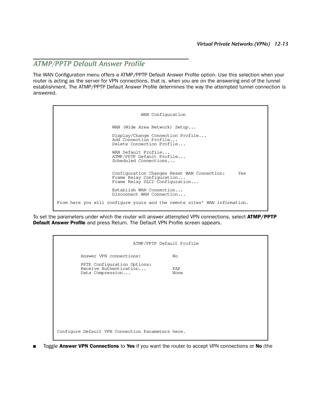 Netopia 4752 manual ATMP/PPTP Default Answer Proﬁle 