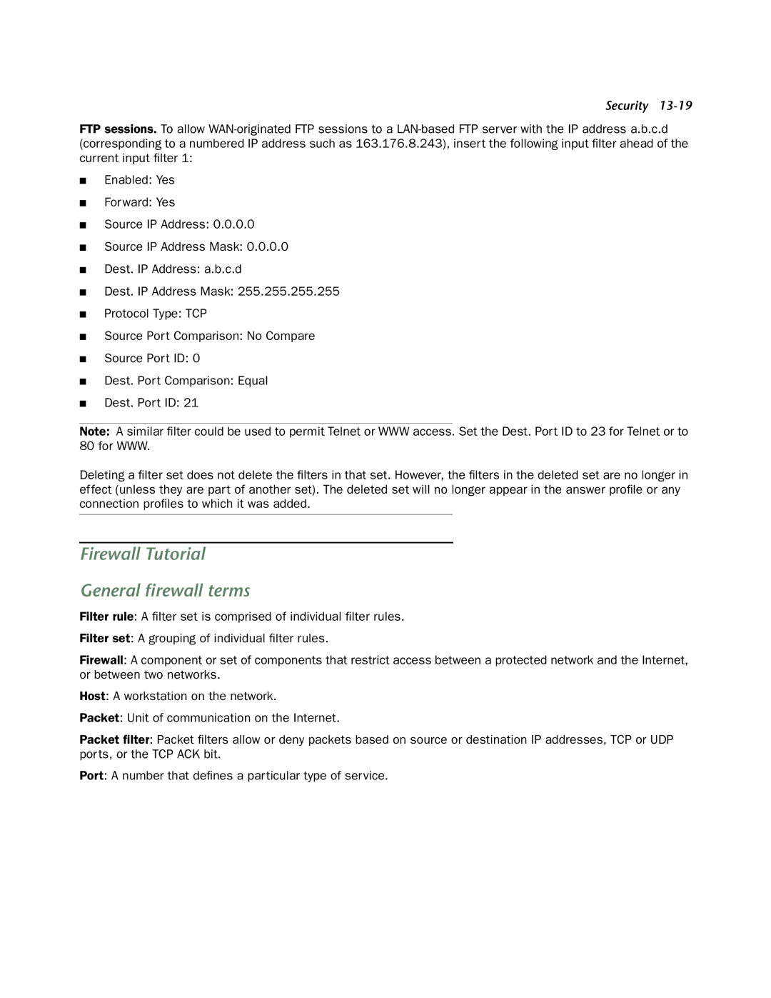 Netopia 4752 manual Firewall Tutorial General ﬁrewall terms 