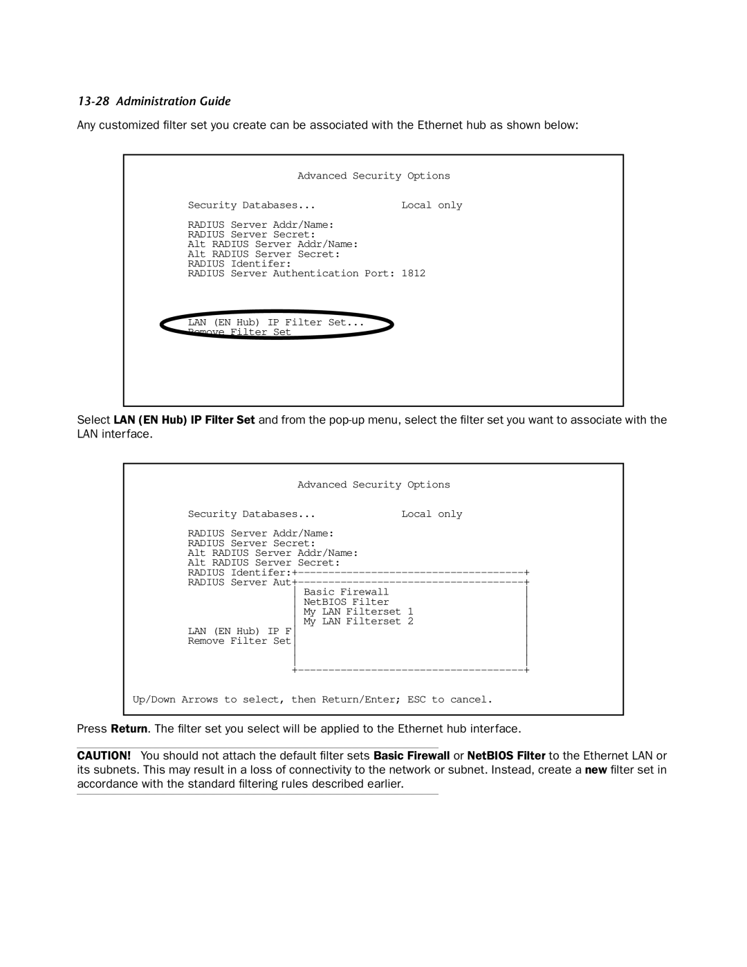 Netopia 4752 manual Advanced Security Options Security Databases 