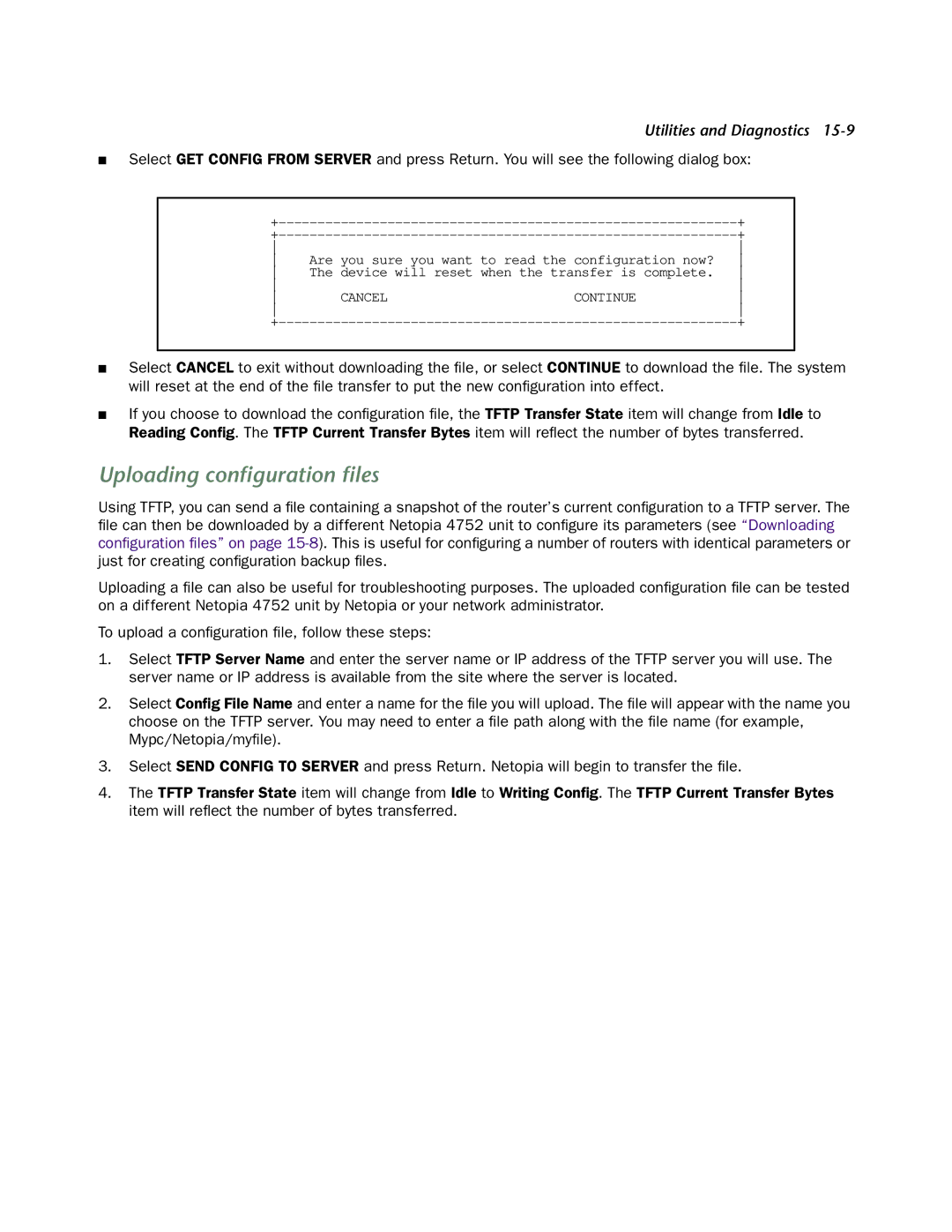 Netopia 4752 manual Uploading conﬁguration ﬁles 