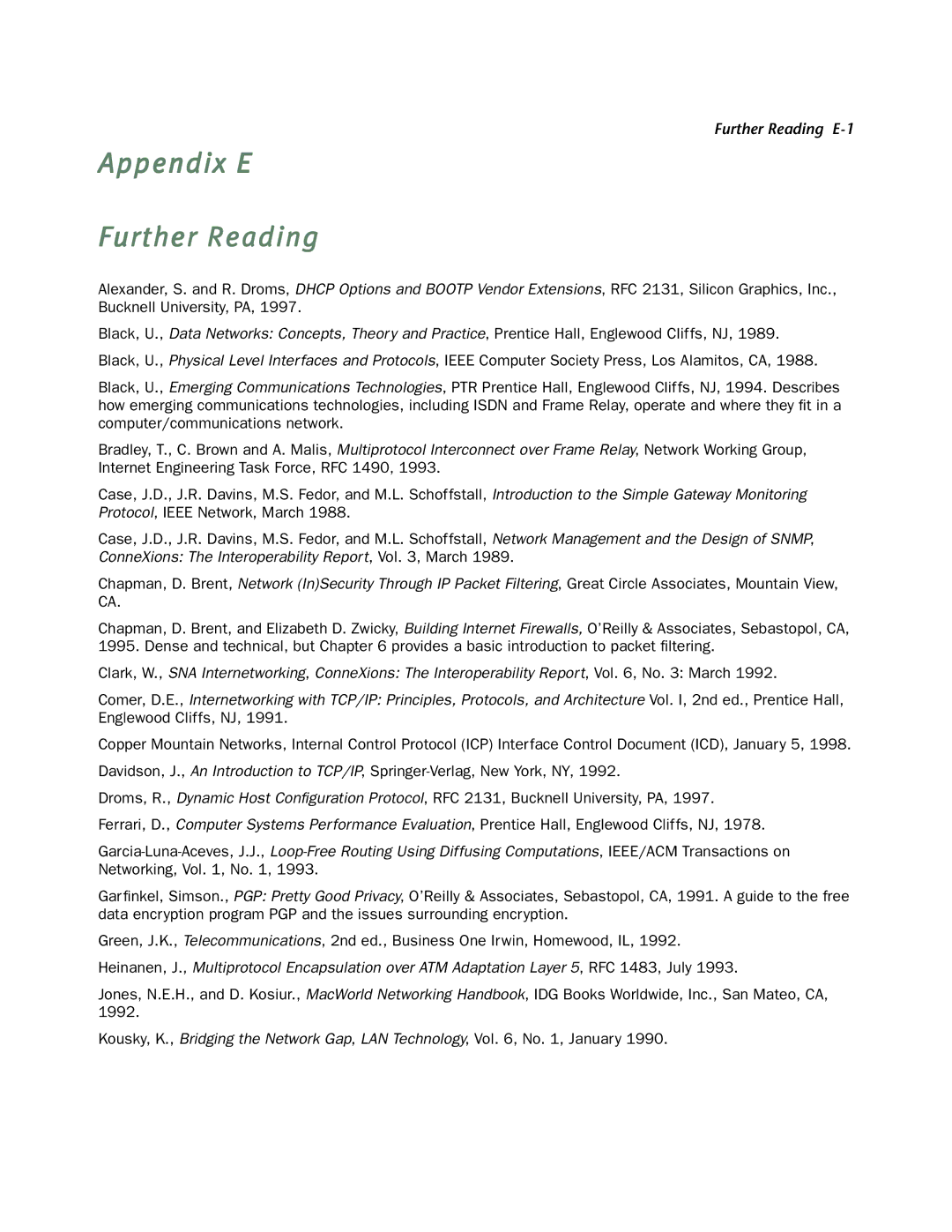 Netopia 4752 manual Appendix E Further Reading 