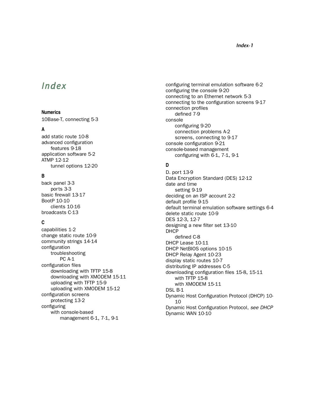 Netopia 4752 manual Index, Numerics 