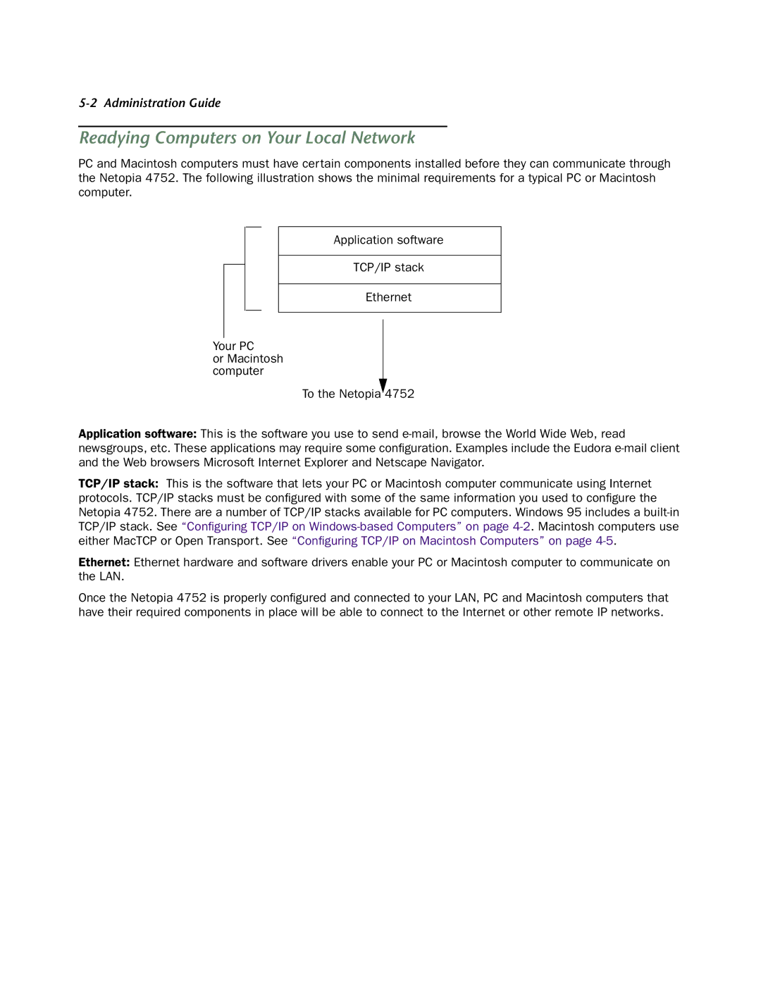 Netopia 4752 manual Readying Computers on Your Local Network 